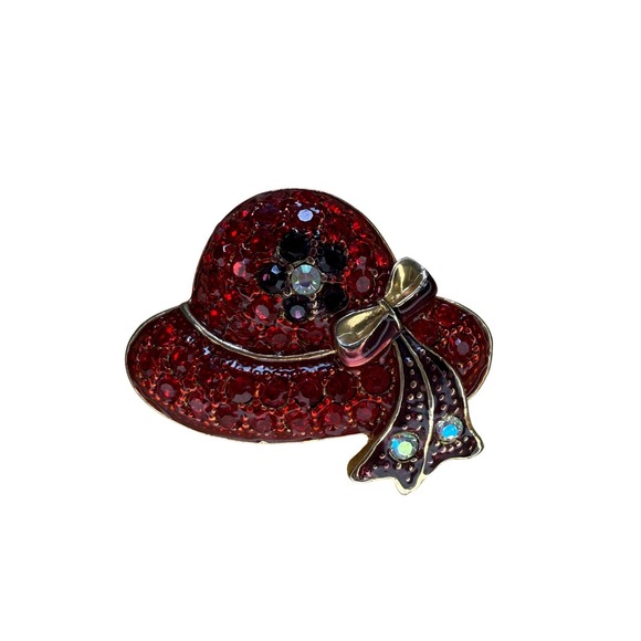 Unbranded Jewelry - Vintage Style Red Hat Society Rhinestone‎ Bow Brooch Pin Pendant